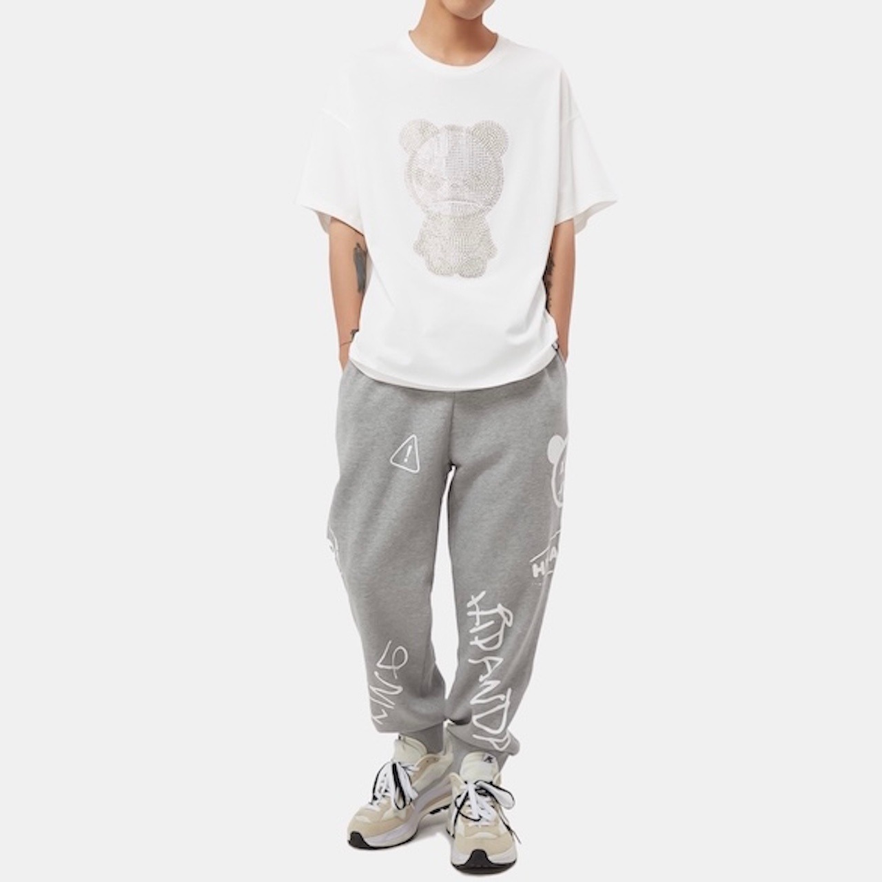 【HIPANDA ハイパンダ】メンズ スウェット パンツ MEN’S HIPANDA GRAFFITI SWEAT PANTS / GRAY