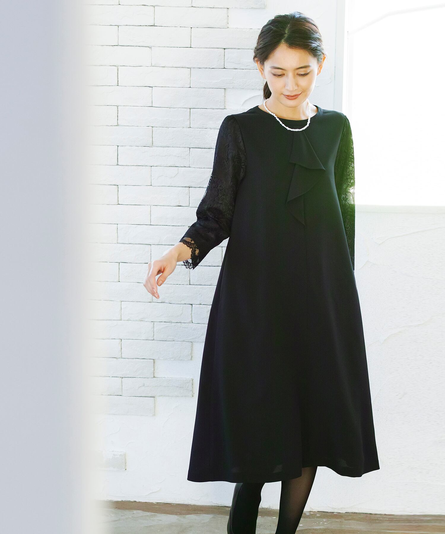 再入荷！【洗濯機で洗える】喪服 WEB限定/お袖スカラップレース