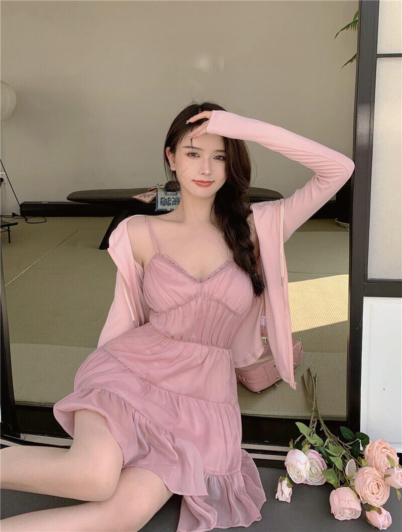 ドレス ショートスカート サマースタイルレース ピンク 夏物 ピュア ブラックストロベリース51031612905