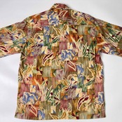 90s USA製 Tori Richard トリリチャード ストライプ風 ボタニカル 半袖アロハシャツ ハワイアンシャツ M/マルチ メンズ ビンテージ