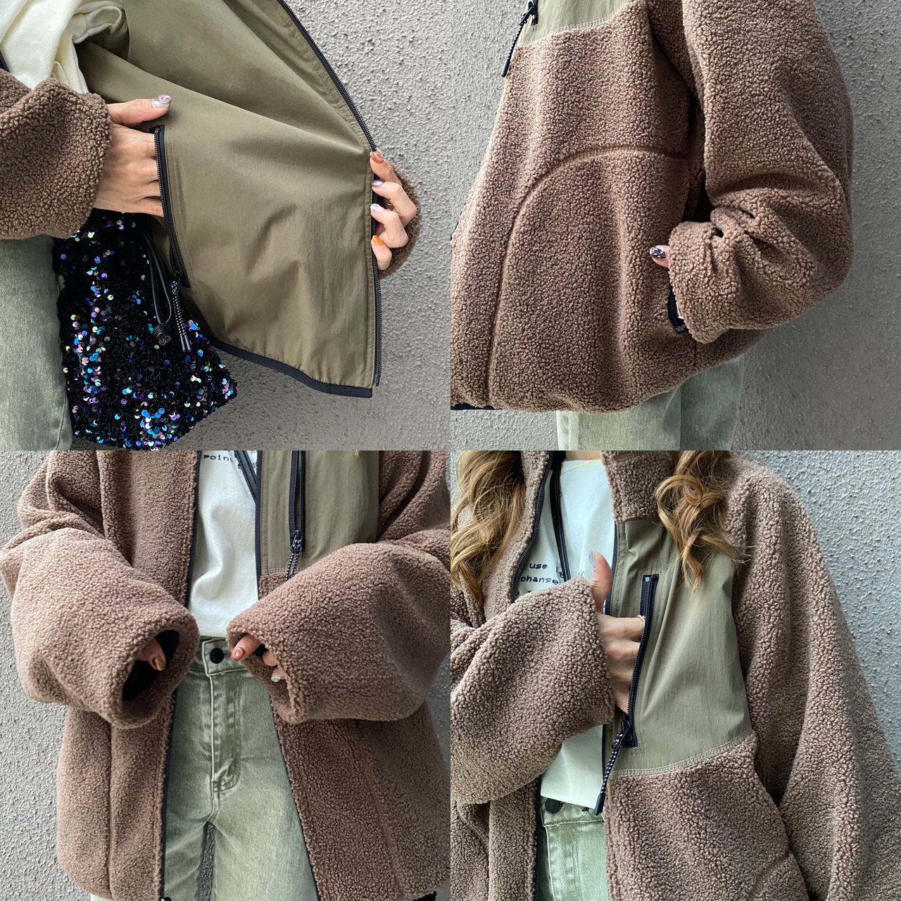 2way多機能ソフトリバーシブルボアouter／khaki