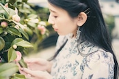9,10月限定カラー「けやきシリーズ」ひとつめの花 小枝耳飾り ワイヤーアクセサリー