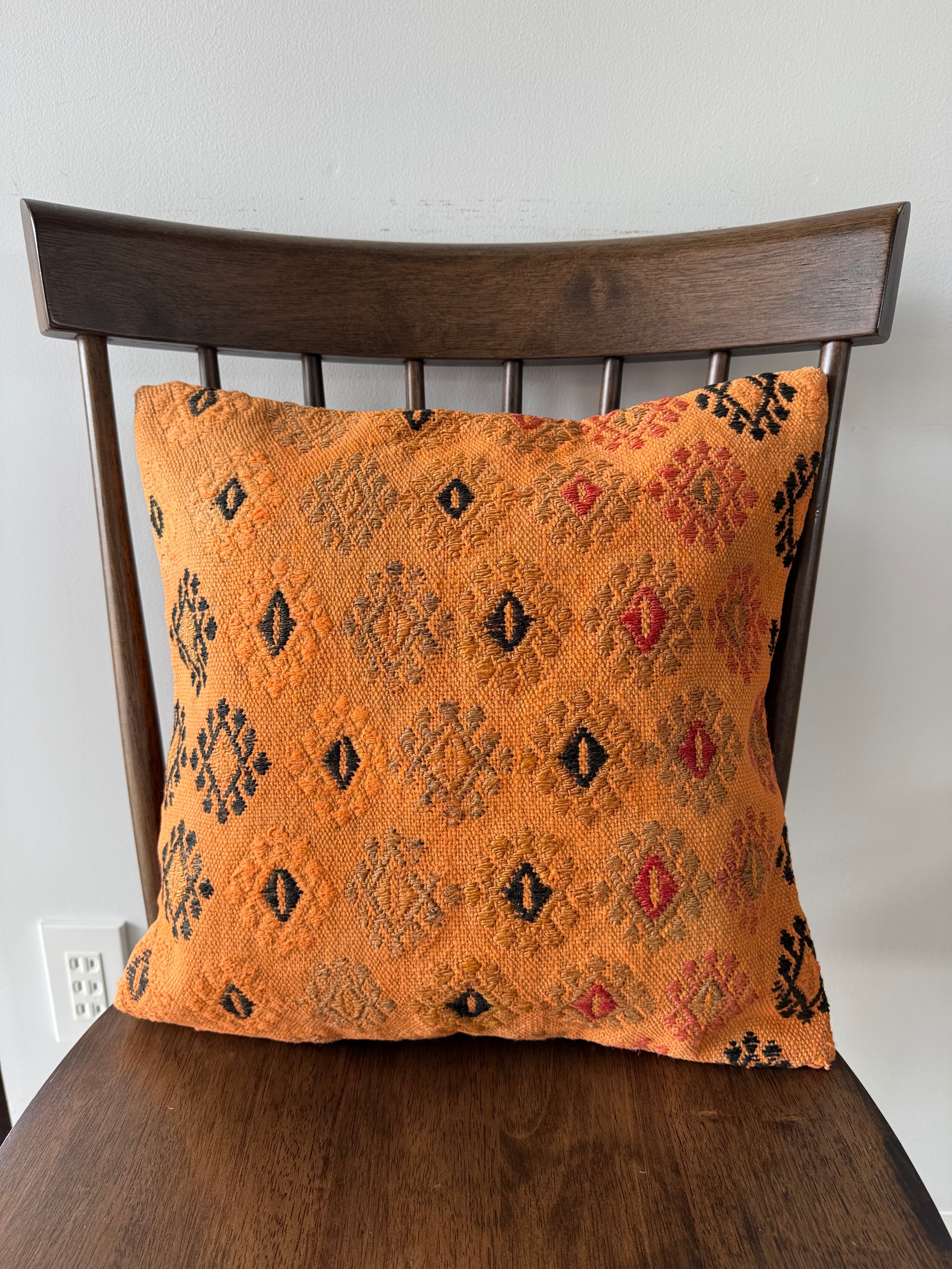 ヴィンテージ トルコラグ 刺繍クッションカバー 40x40 TRC183