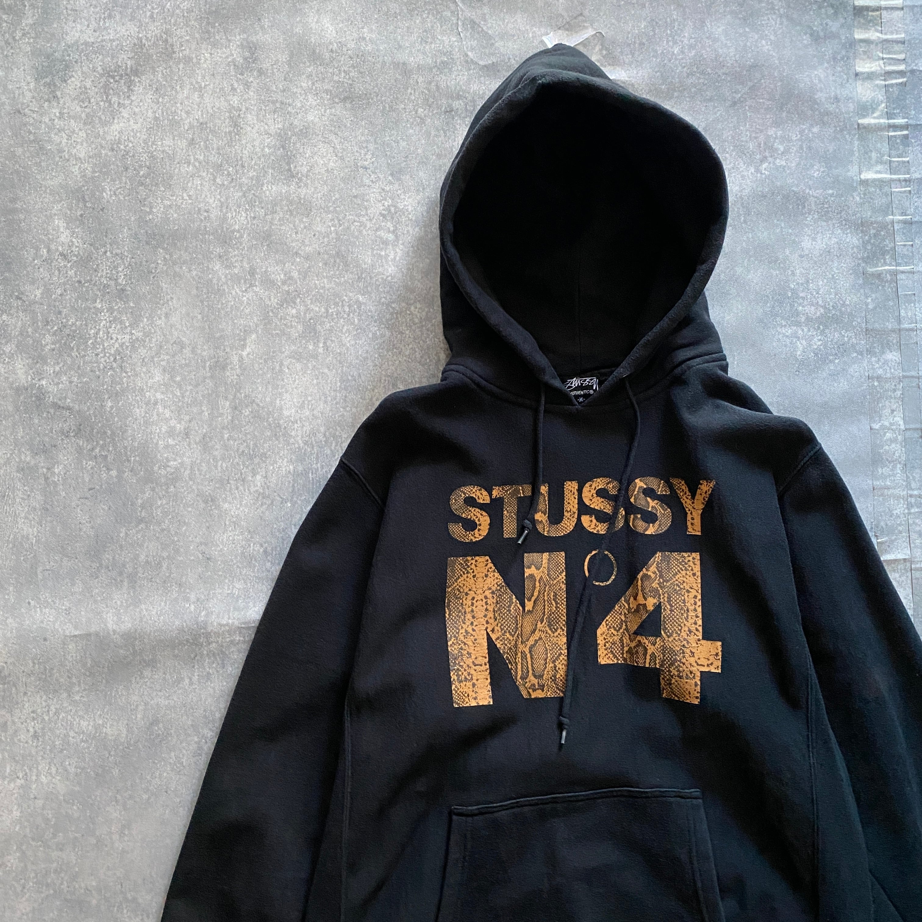 00’s stussy ステューシー　N°4 スネーク柄　プリントロゴ　スウェット　パーカー