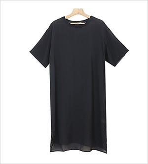 シアー 半袖 ワンピース【ブラック】Kuro. Selection ＊room wear/ one mile wear