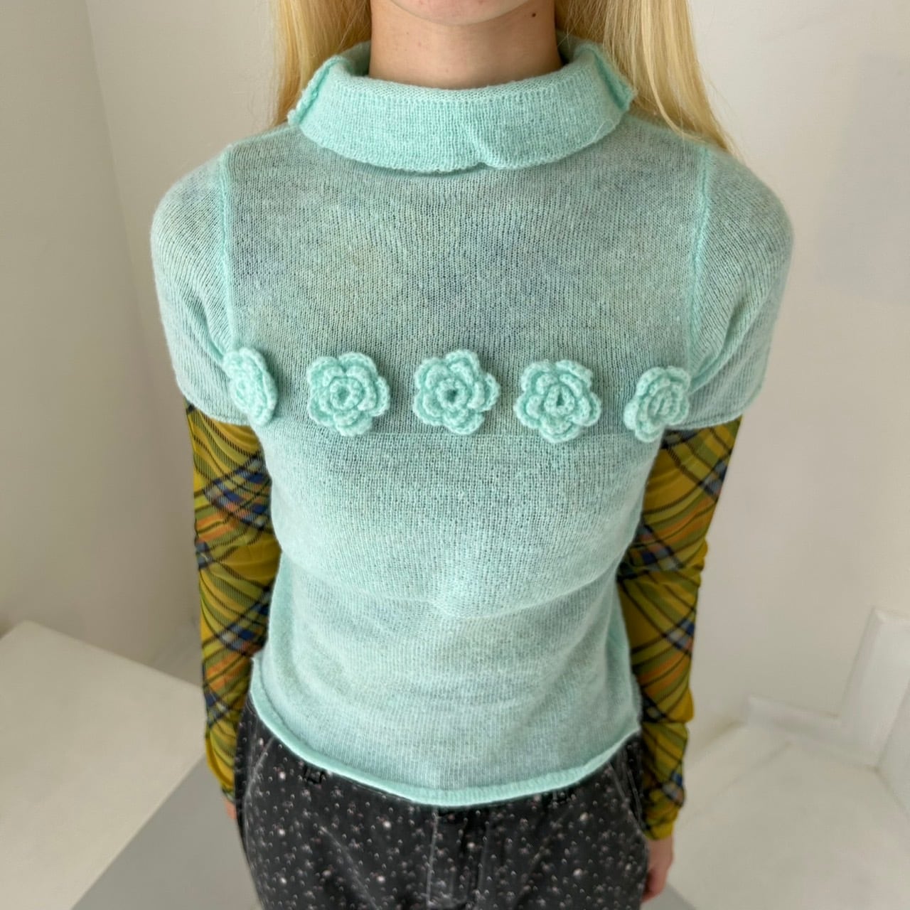 薔薇シアーニットトップス_LN03250