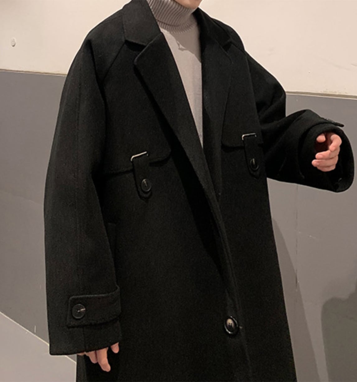 middle wool coat black