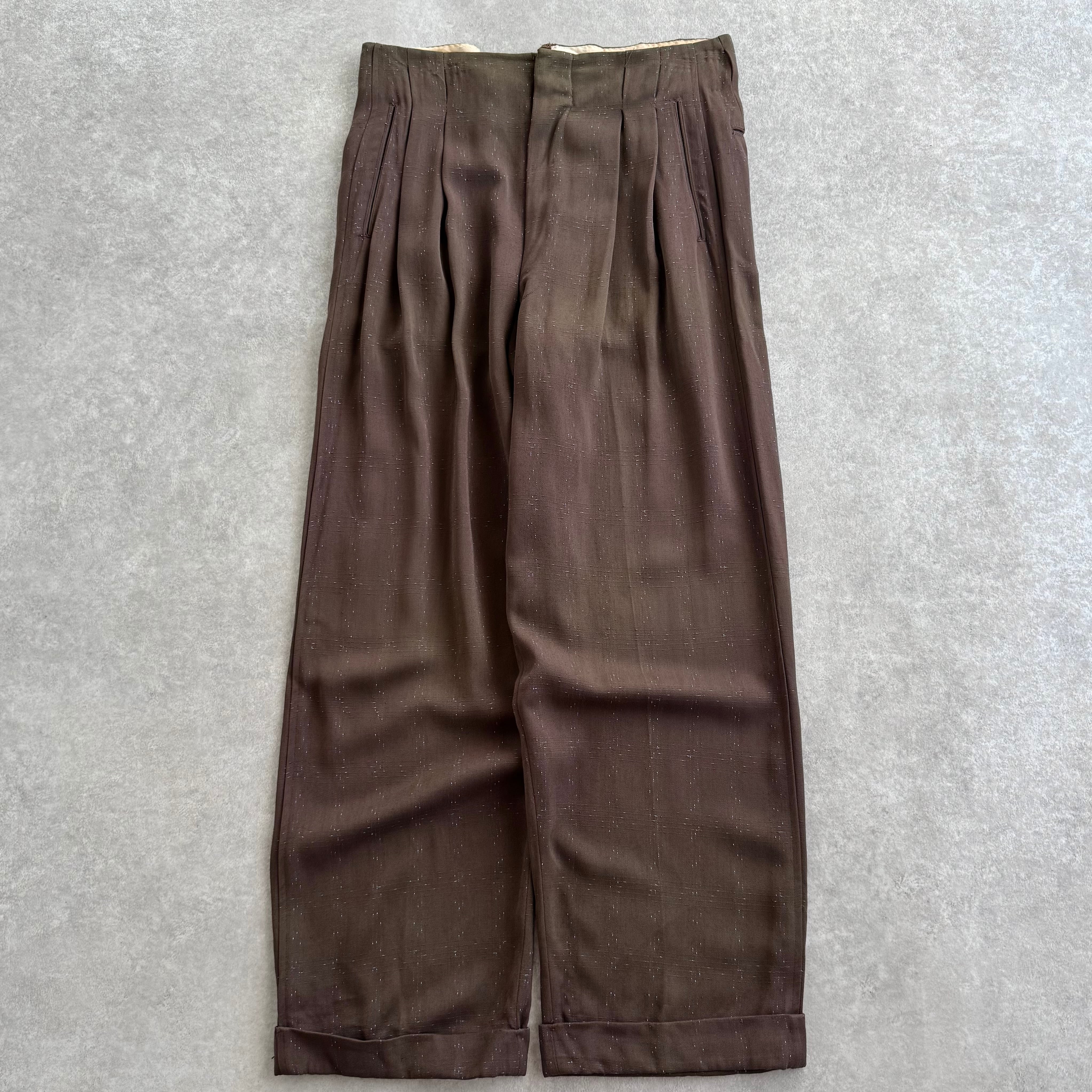 50s rayon gabardine slacks 茄子紺 50s Rayon Gabardine Slacks 