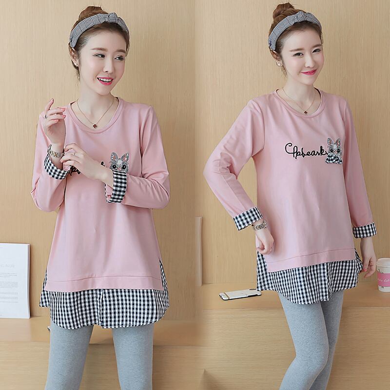 【新作】【送料無料】 9303＃マタニティドレス春秋コットン長袖ルーズスタイリッシュストライプドレス妊婦ママドレス ロング スプリング 春物 オータム 秋物 AL expec358128758709