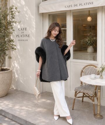 フォレスト』 ジャケット コート【F】ネイビー チェック 重ね着風 