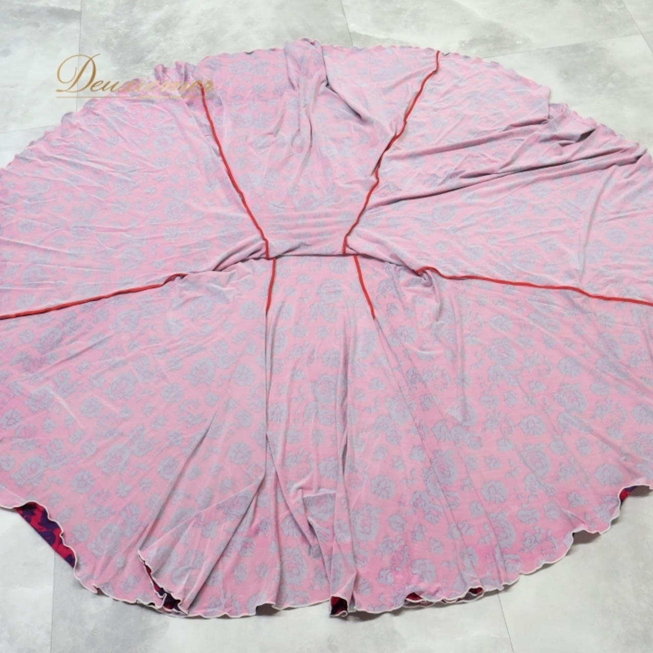 フラメンコ 衣装 ファルダ スカート 紫 ピンク 花柄 伸縮 ハイウエスト ストレッチ 青 紫 レッスン 練習着 ダンス パーティ 発表会 ピンク系 パープル系 動きやすい 華やか エレガント おしゃれ フェスティバル ステージ衣装 女性用