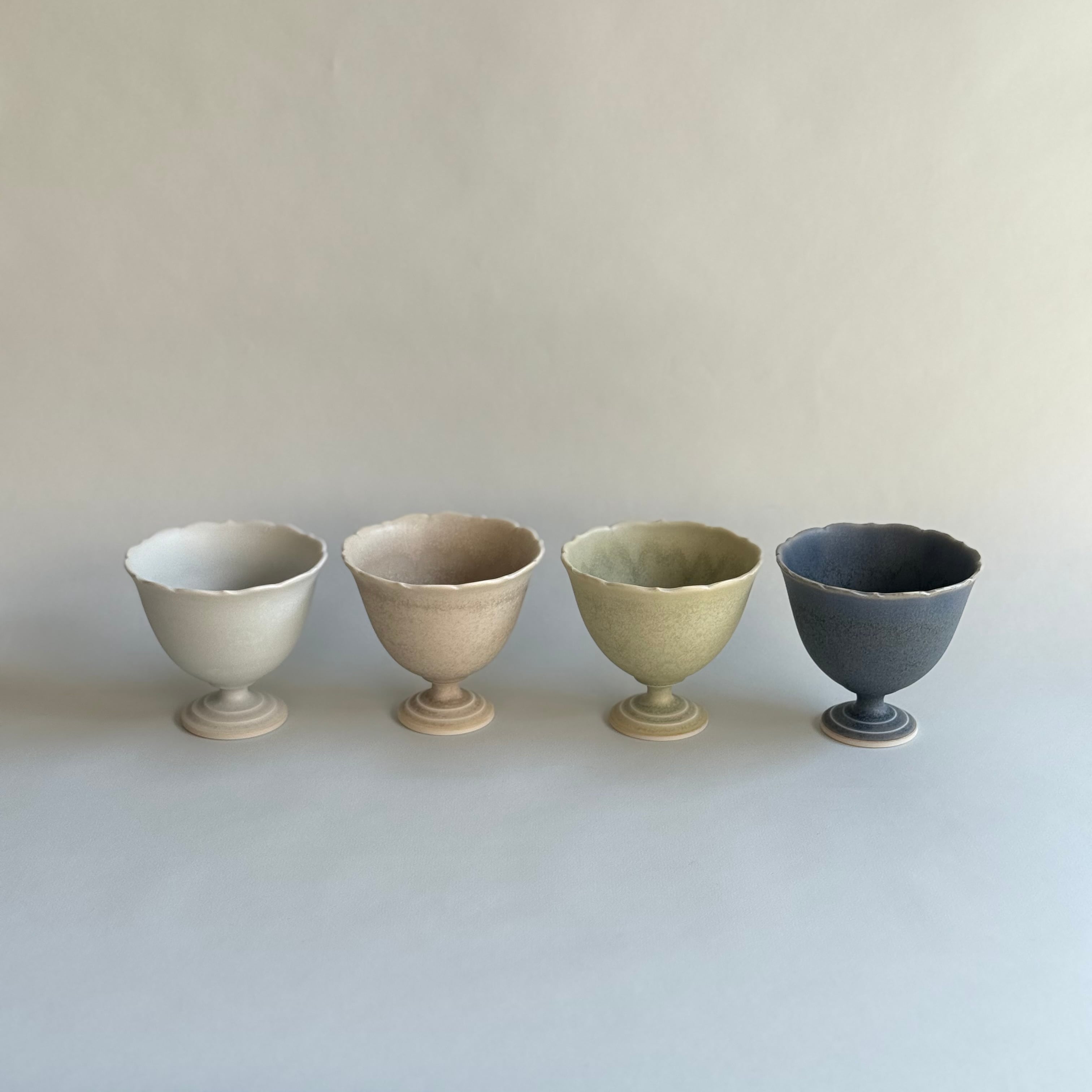 杉原万理江 稜花ゴブレット 丸 (ホワイト・ピンクベージュ・グリーン・ブルー)