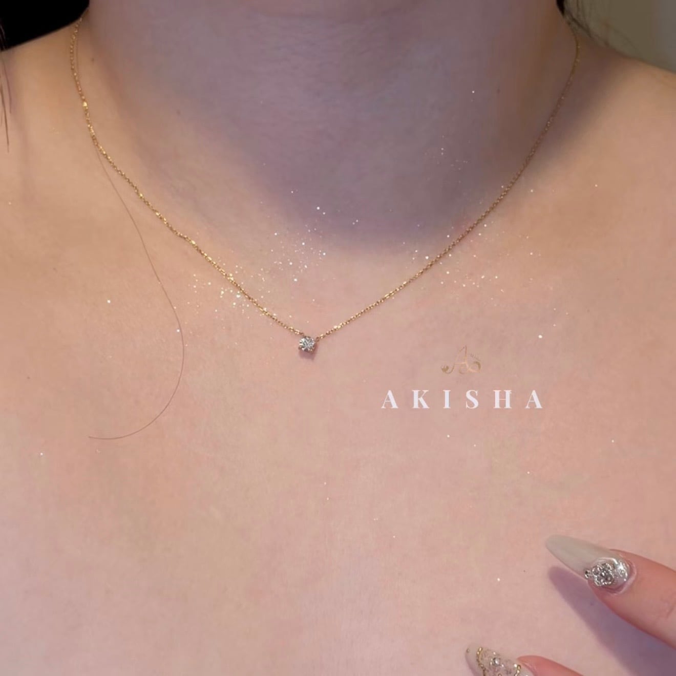 Classic One Stone Necklace | AKISHA（アキーシャ）|金アレ対応/サビ