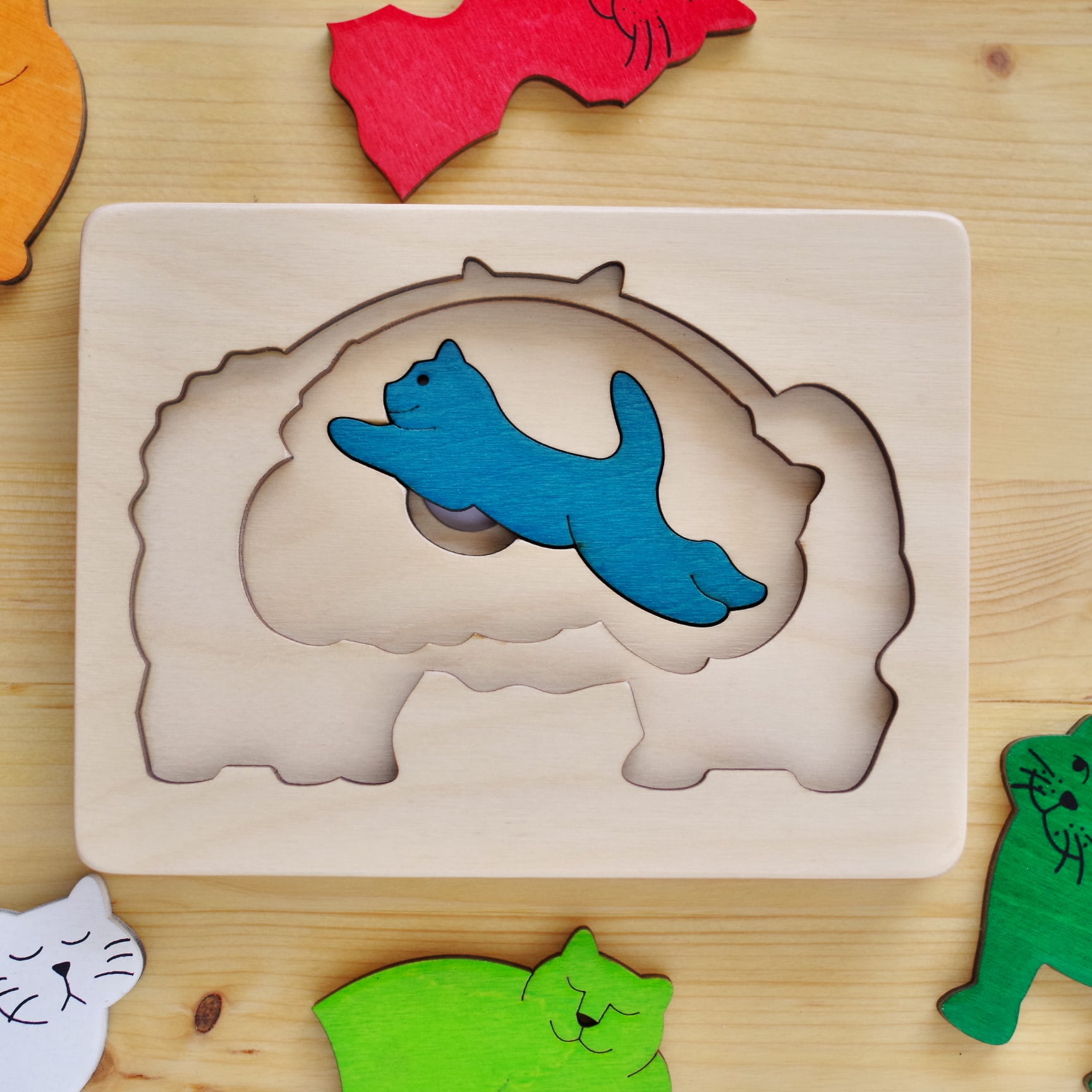 ジョージラック 3重パズル ねこ | 木のおもちゃ専門店 おもちゃ箱