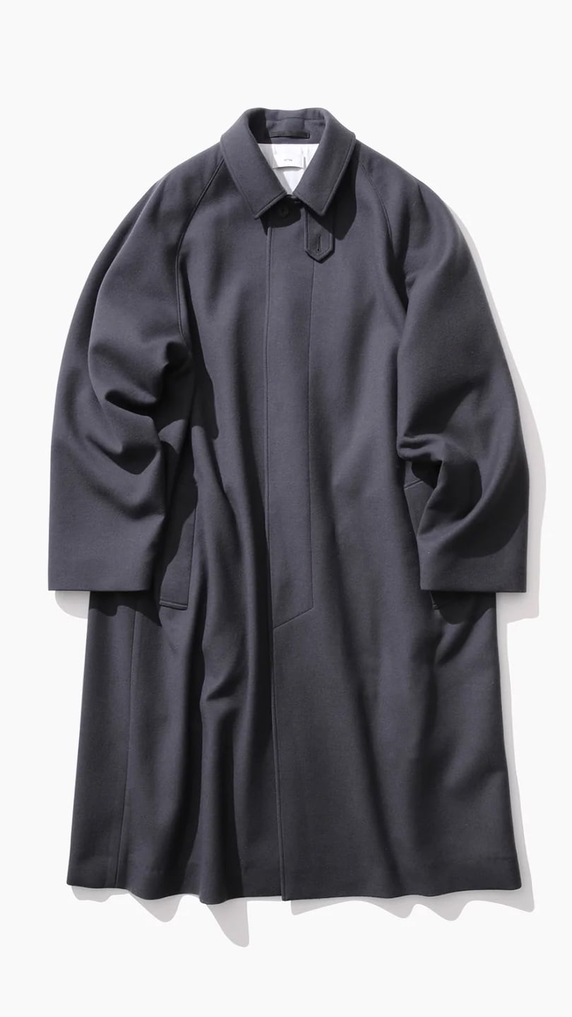 ATON -SUPER 160S DOUBLE SAXONY | BALMACAAN COAT- : CHARCOAL GRAY, : BLAC K,