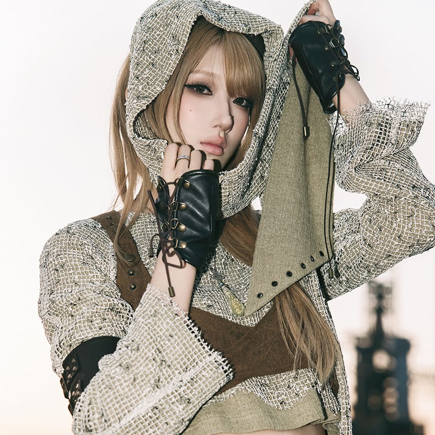 スチームパンク 2点セット クロシェ編みトップス×スカーフ 舞台向け