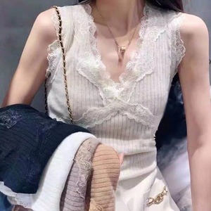 レースデザイン リブニットタンク  AJ−111-996