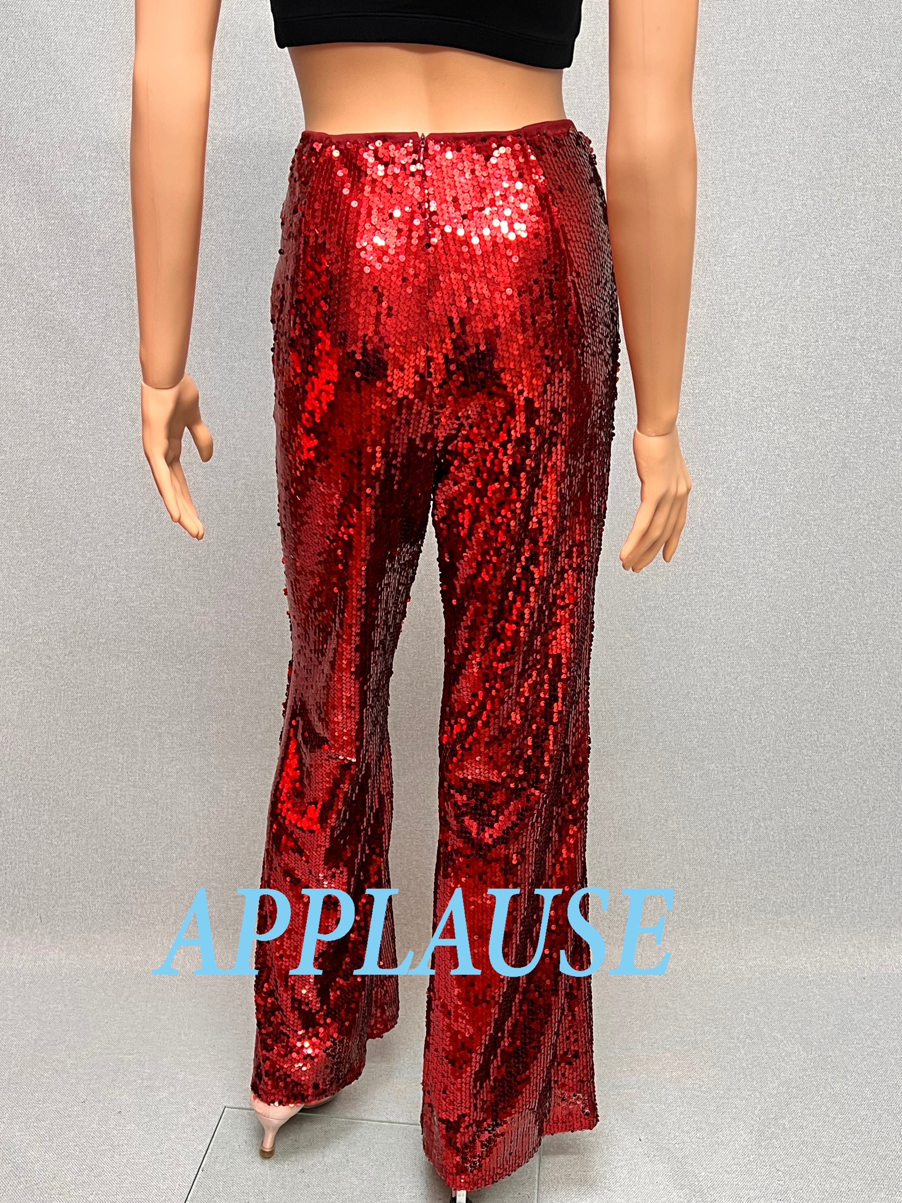 【新着】社交ダンス ドレス　ラテンドレス　バーガンディースパンコールフレアパンツ　L　LA-26-9　 デモ・競技用ドレス　発表会衣装　パーティドレス　ワンピース　舞台衣装