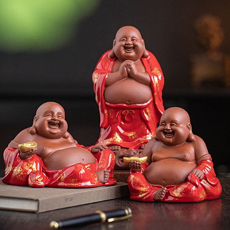 布袋様 神様 招福 七福神 縁起物 開運 仏教美術 染付金彩 昭和