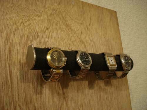 腕時計スタンド　腕時計スタンド 高級　腕時計スタンド おしゃれ　ウオッチスタンド　腕時計スタンド 4本　ブラック4本掛け丸パイプウォッチ収納壁付きスタンド　ak-design
