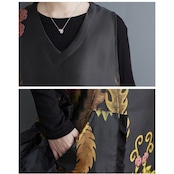 花鳥柄 ノースリーブ ワンピース  00035