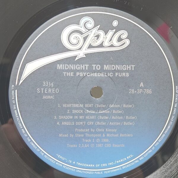 The Psychedelic Furs / Midnight To Midnight [28 3P-786] - 画像3