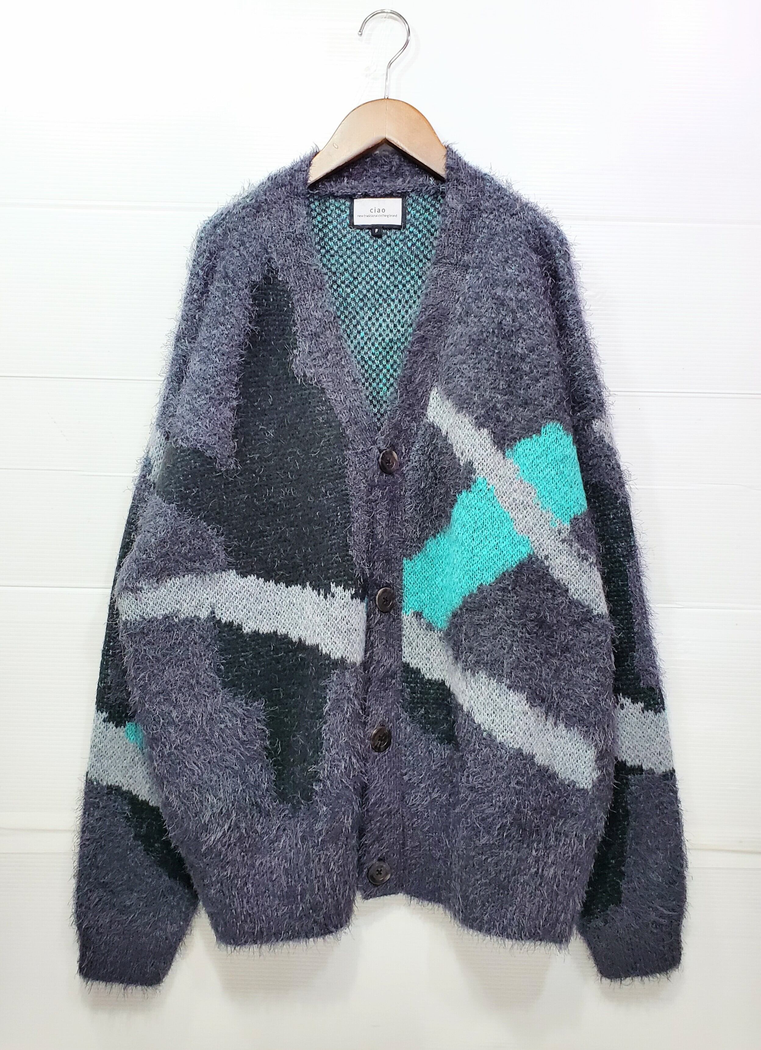 ciao ドロップショルダー モヘアタッチカーデ （スプラッシュグレー）