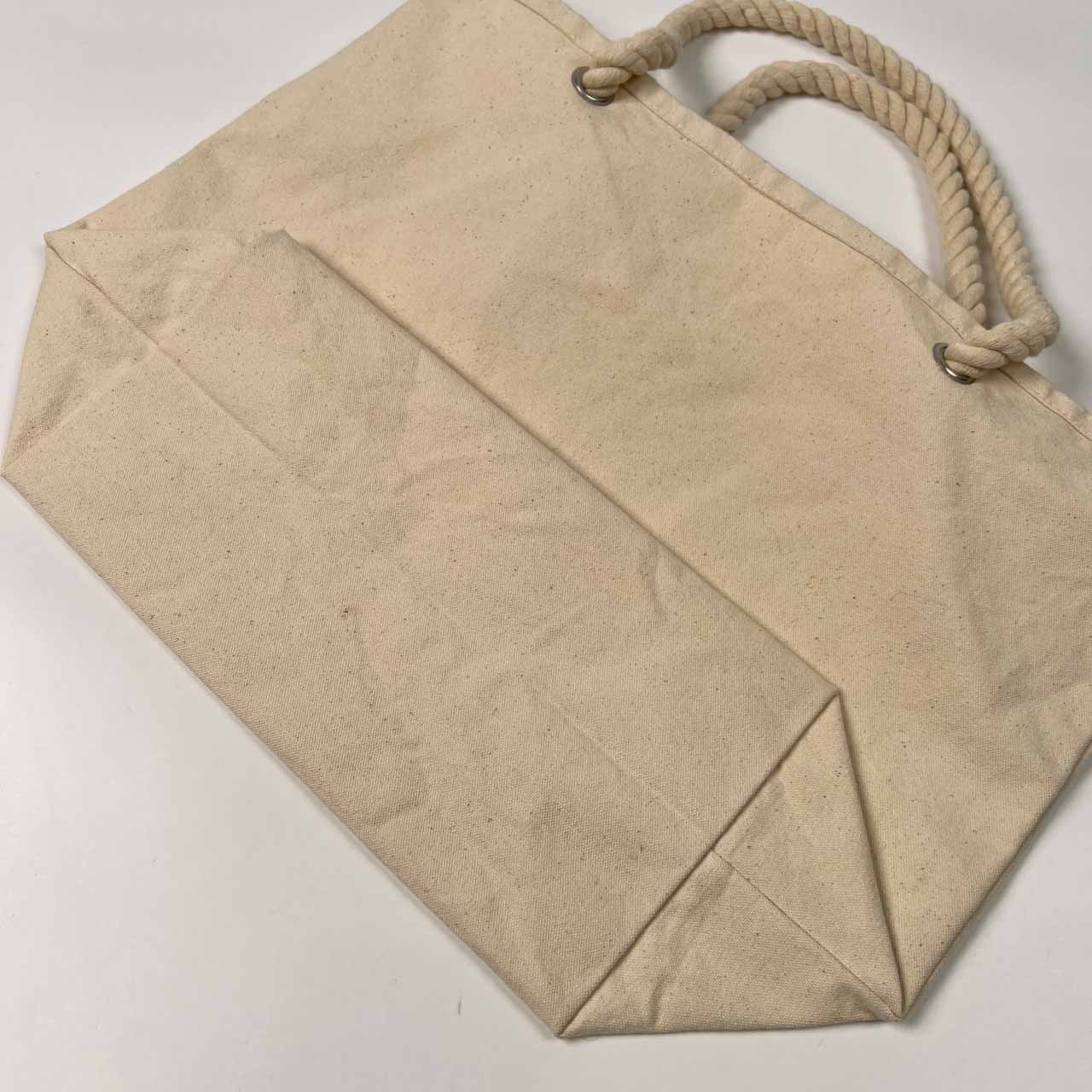 VAN JAC ヴァンヂャケット プリント 幌布 キャンバス トートバッグ /鞄/持ち手ロープ/生成り