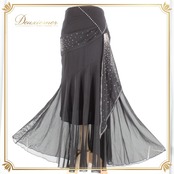 社交ダンス 衣装 スタンダード スカート レッスンウェア レディース ラインストーン 黒 ブラック系 レース 練習着 かわいい フォーマル 上品 エレガント デザイン 体型カバー 薄手 フレアスカート 練習用 ダンスウェア 伸縮性 軽量 スタイリッシュ クリスタルディテール 派手すぎない 取り入れやすい シンプル 上品さ コーディネート 色気 ラグジュアリー感 パーティーウエア 脚長効果