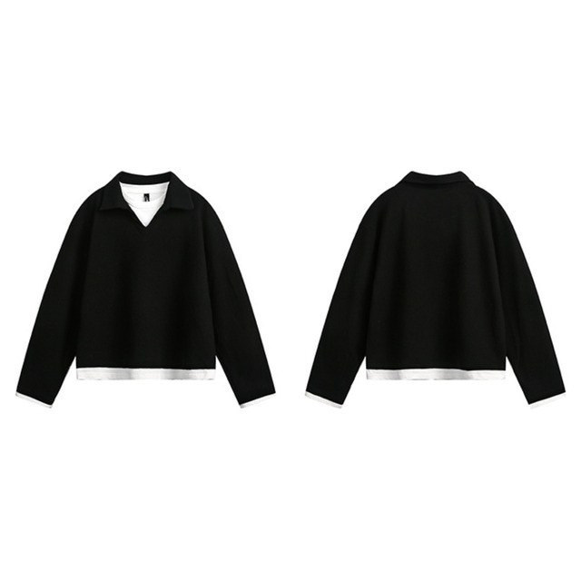 fake two-piece monochrome t-shirt　フェイクツーピースモノクロTシャツ　J0719