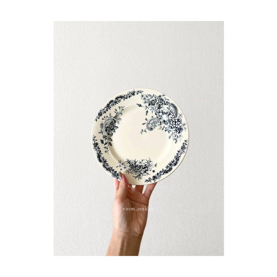 美品　フランス　アンティーク　Salins サラン　ロカイユのデザートプレート Salins サラン / “Rocaille” ロカイユ装飾のデザートプレート b