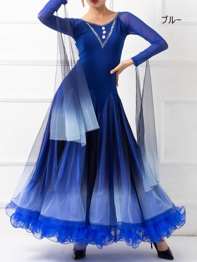 ロングスリーブ フレアシルエット フリル スタンダードドレス  ds0170