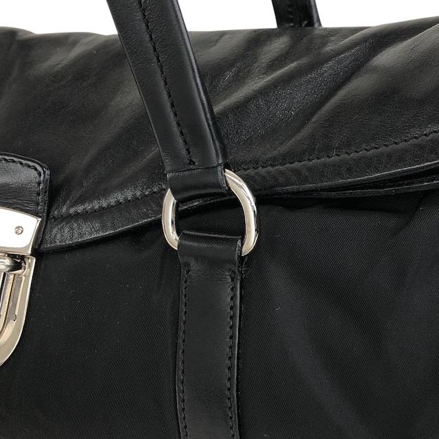 PRADA プラダ ハンドバッグ ブラック プッシュロック レザー vintage ヴィンテージ オールド pesttr