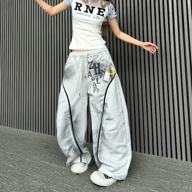 パイピングボリュームカーブスウェットパンツ 2col R02695