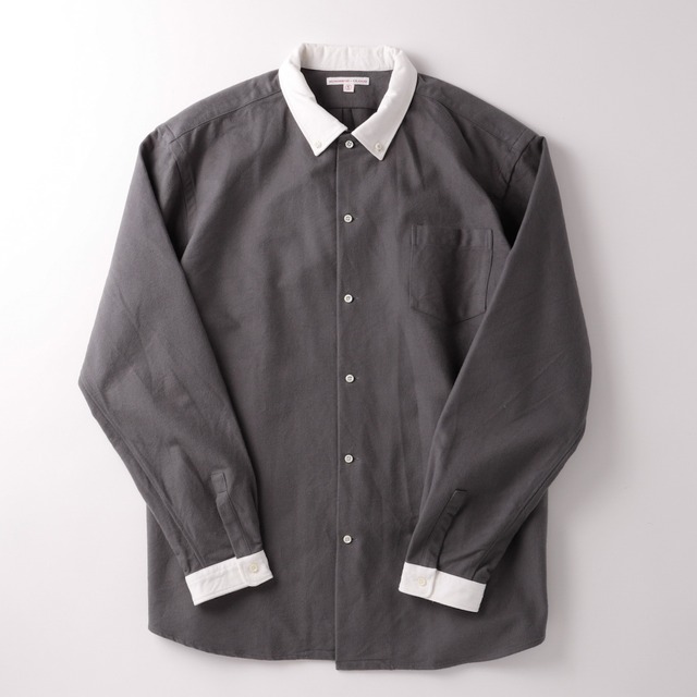 【新品】SUNSHINE＋CLOUD  MINTENS限定 COTTON HEAVY flannel B.D SHIRT BIG SIZE  Gray made in JAPAN ／ サンシャインプラスクラウド コットン フランネル ボタンダウン シャツ 2トーン アウター ジャケット ビッグサイズ  グレー 日本製