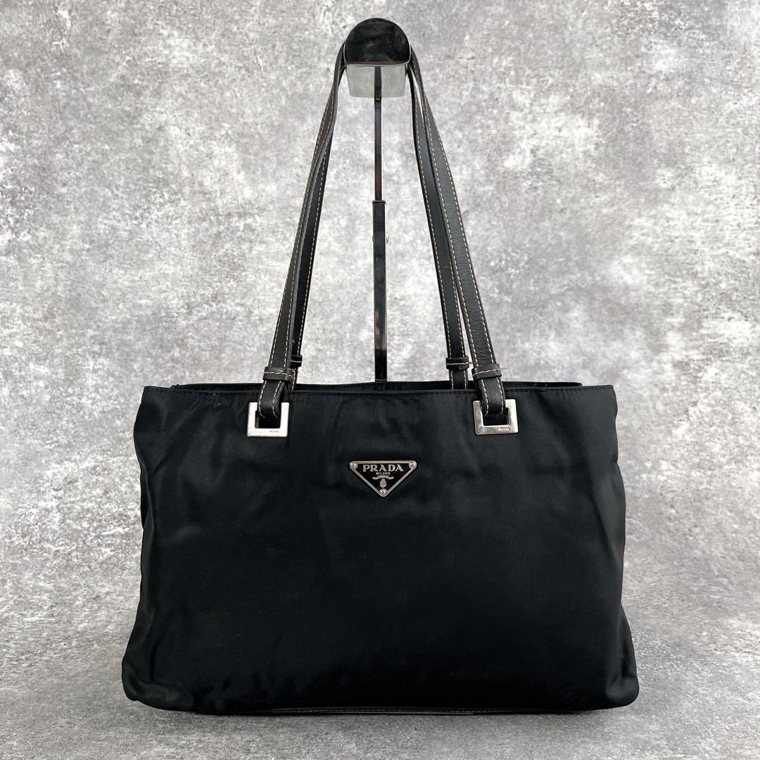美品◇PRADA プラダ A4対応 ビジネス可 ナイロンxサフィアーノレザー