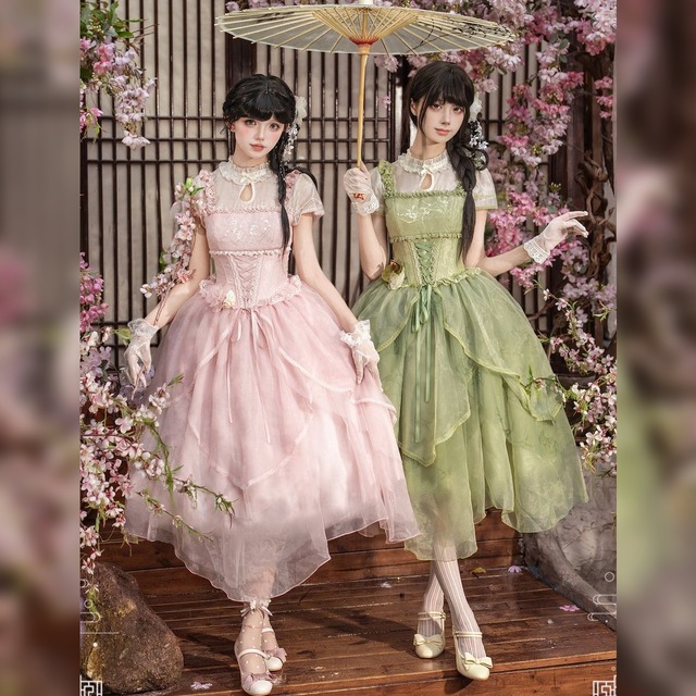 花霞に舞うフェアリーチャイナ風ドレスセットアップ