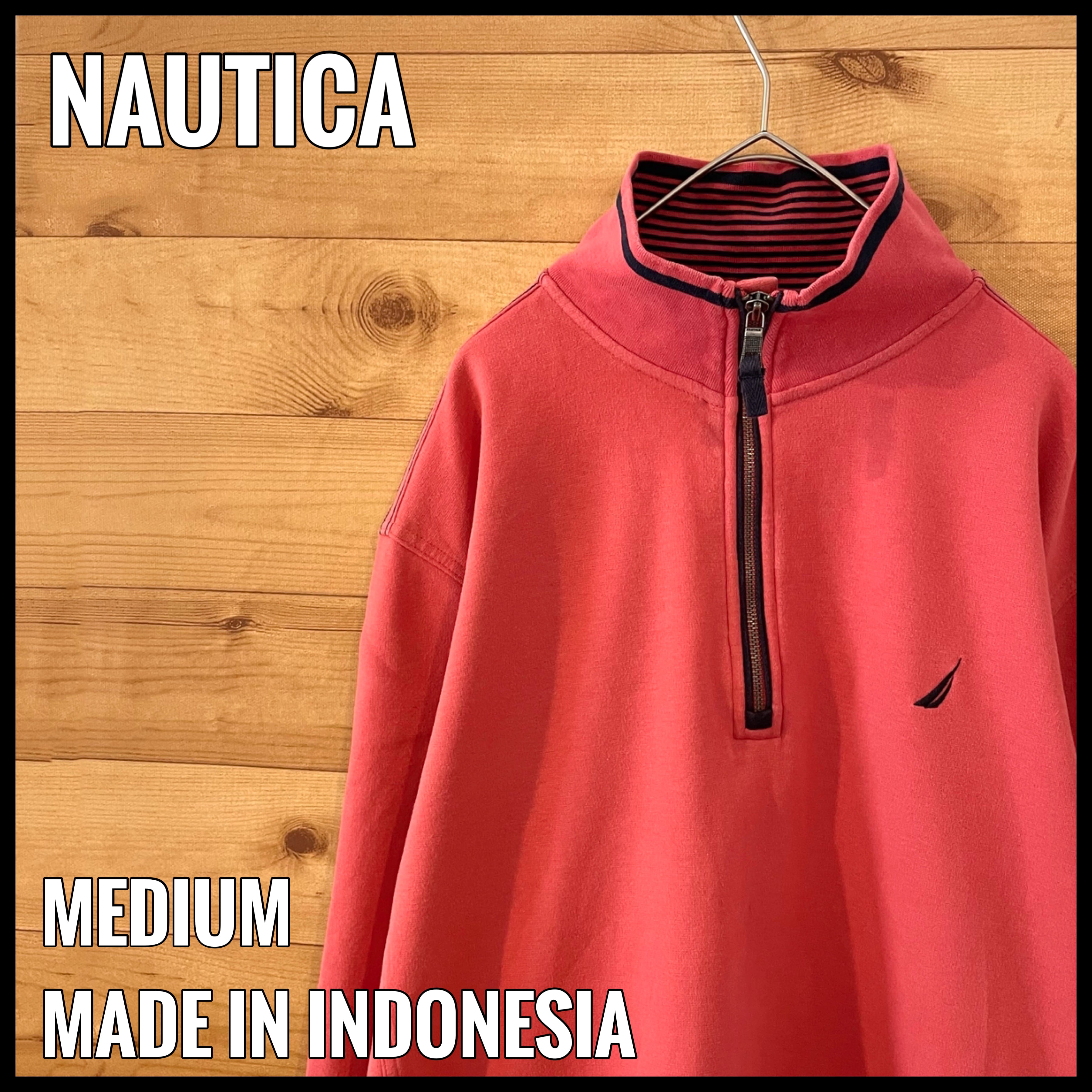 NAUTICA ノーティカ ハーフジップ スウェット 刺繍ロゴ 古着 USED