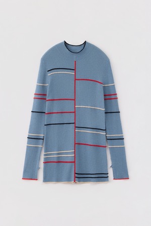 PLUMP BORDER PULLOVER 26AWAC-024 BLUE