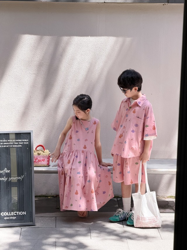 【兄妹服】スイートパンプキン柄セットアップ/ワンピース - 13