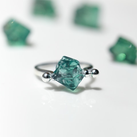 フローライト ダイアナマリア フローライト 鉱物原石 リング 指輪 【石おまかせ 金具選択可】 ハンドメイド アクセサリー
