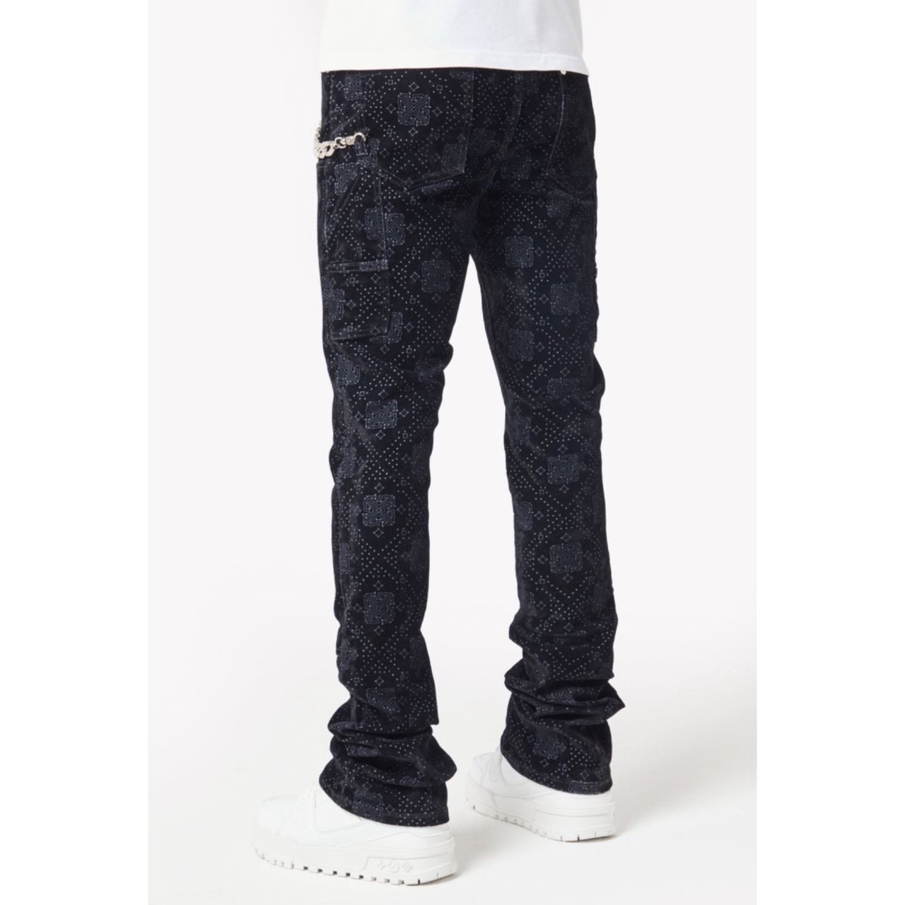 GUAPI / all black monogram velour denim