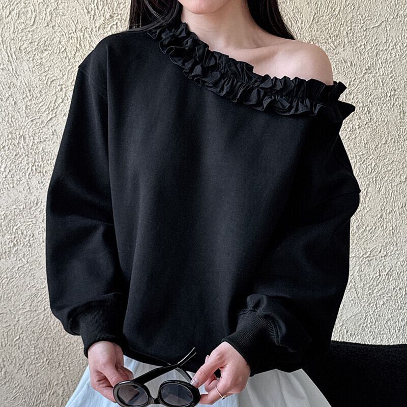 tops】フリルオフショルダープルオーバー M30385 | nanastyle