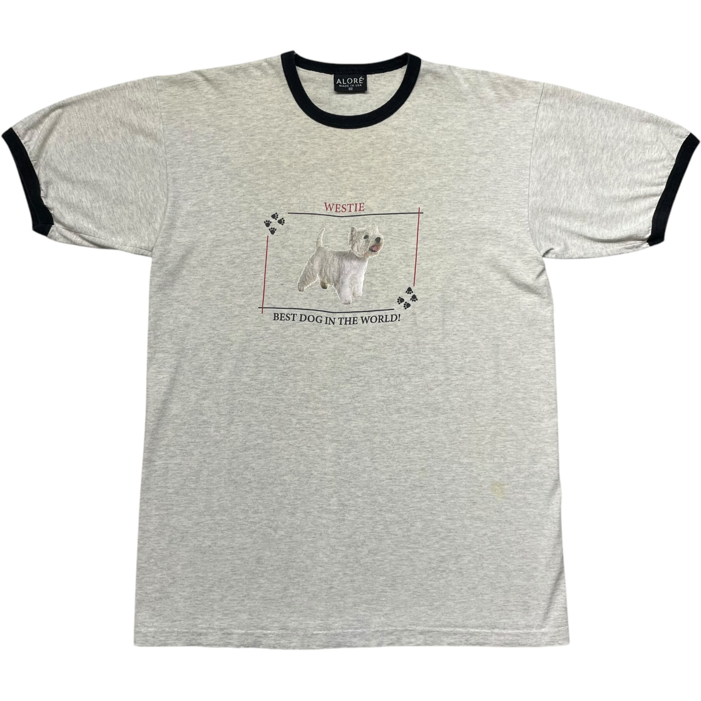 《XL》 ALORE Tシャツ リンガー アニマルプリント グレー 裾シングルステッチ USA製 90年代 vintage no.7124