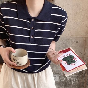 ポロデザインボーダートップス　A1749