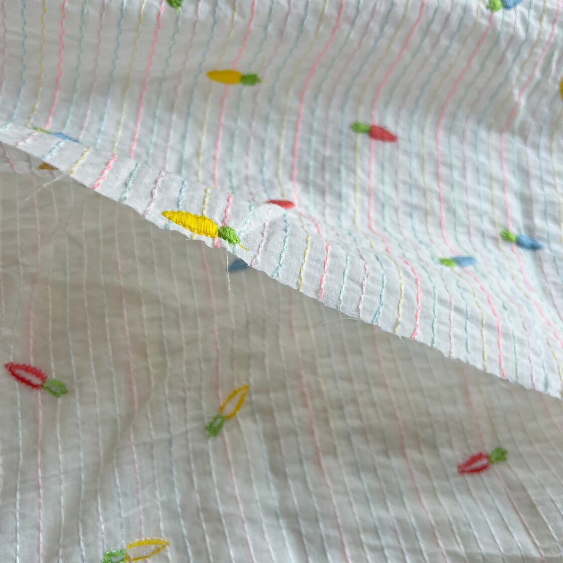 cotton刺繍生地（カラフルストライプ・キャロット） 韓国生地 | PAY ID