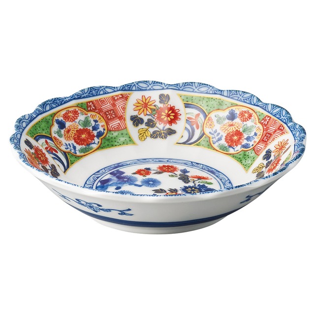 緑彩間取花5.5浅鉢