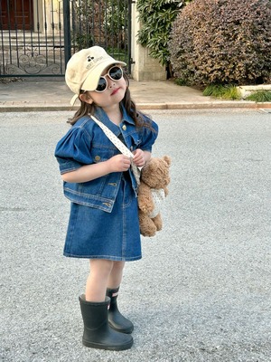 バブルスリーブデニムジャケット＋デニムスカート