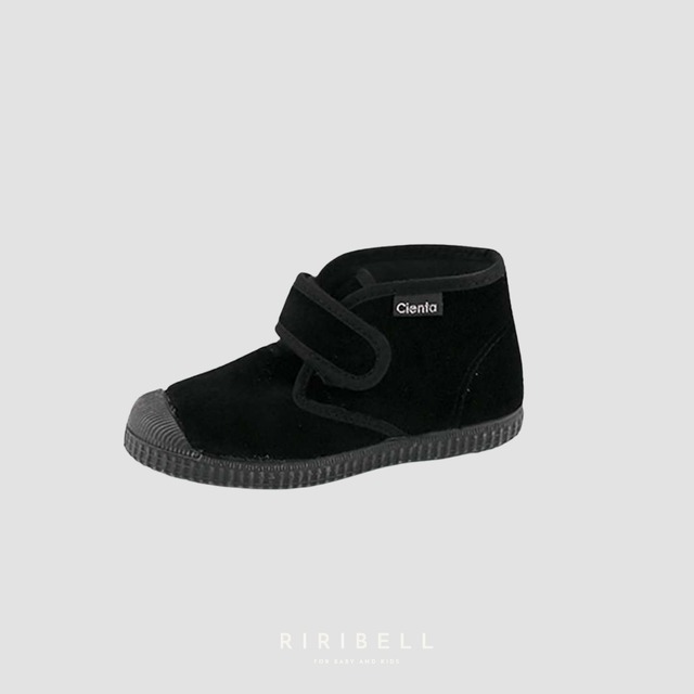 予約【Cienta】Velour Velcro High-Cut Sneakers – 975-075 / NEGRO(Black) / 10月末〜11月上旬入荷予定