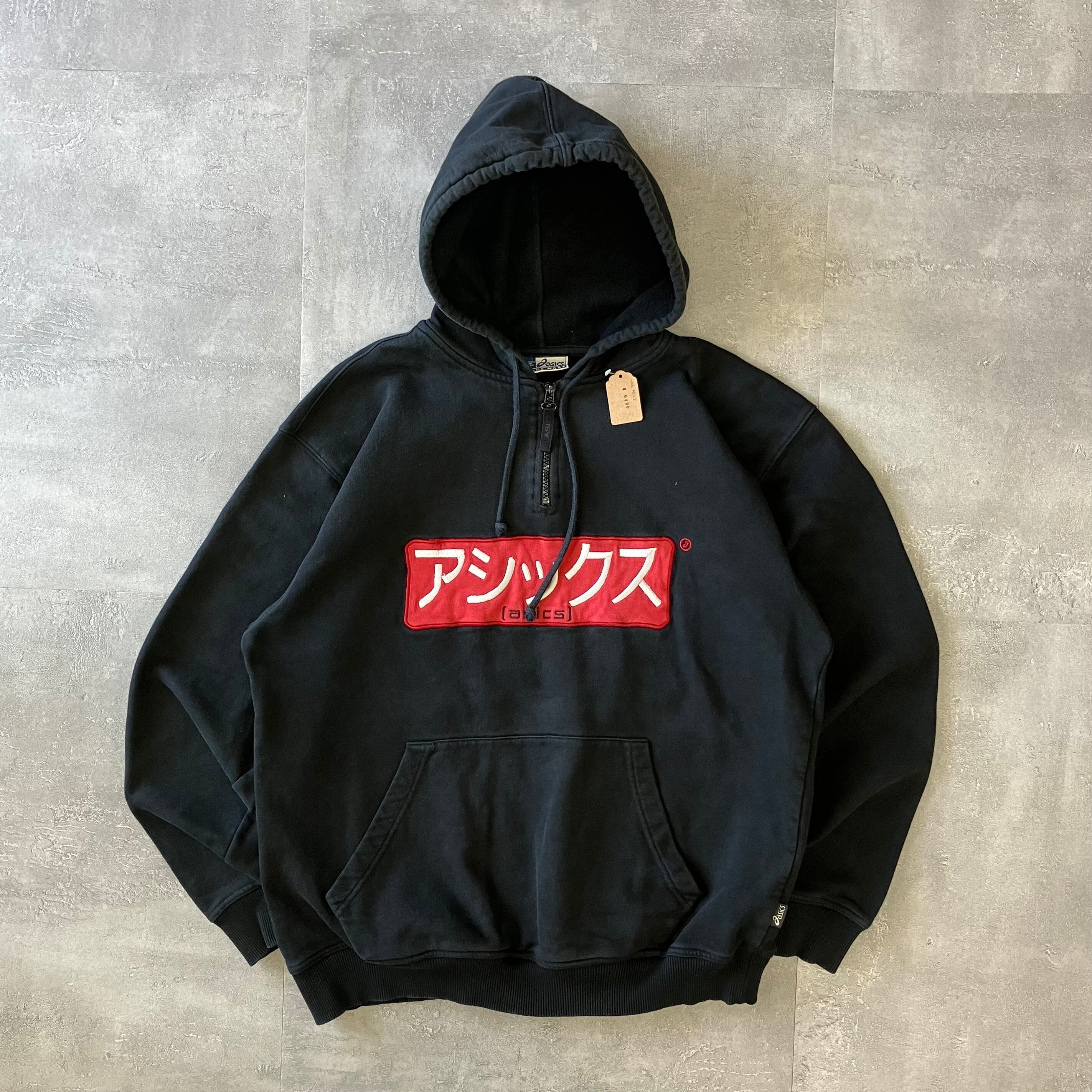 アシックス asics 90s パーカー ハーフジップ ブラック No.1883